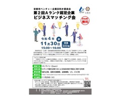 京都市ベンチャー企業目利き委員会第2回Ａランク認定企業ビジネスマッチング会の開催について